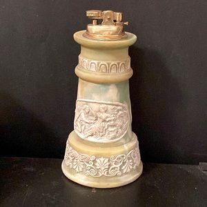 INCOLAY STONE Tower SMOKING LIGHTER Molded Floral Victorian Couples